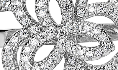 Suzy Levian Sterling Silver Pavé Cz Flower Ring In White