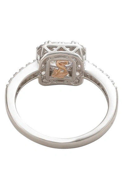 Suzy Levian Sterling Silver Cz Halo Engagement Ring In White