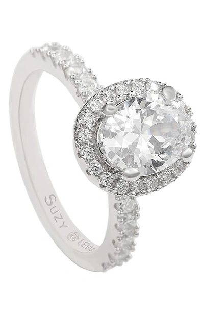 Suzy Levian Sterling Silver Oval Cubic Zirconia Ring In White