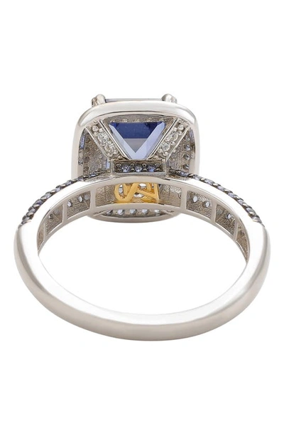 Shop Suzy Levian Sterling Silver Blue Sapphire Halo Ring