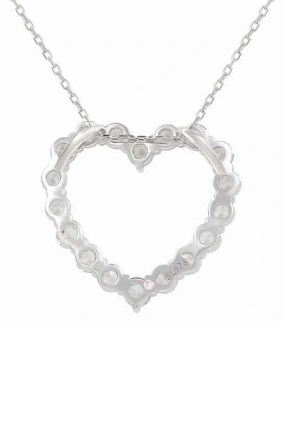 Suzy Levian Sterling Silver Cubic Zirconia Heart Pendant Necklace In White