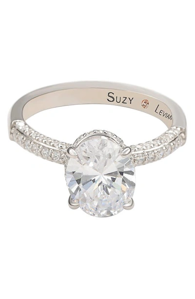 Suzy Levian Sterling Silver Cubic Zirconia Oval Ring In White