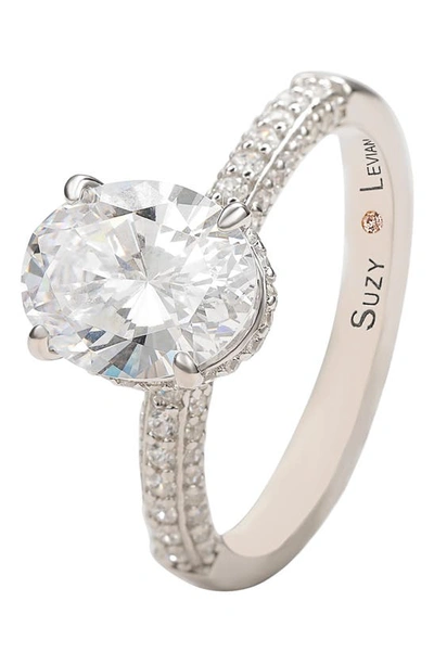 Suzy Levian Sterling Silver Cubic Zirconia Oval Ring In White