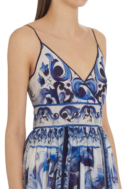 Shop Dolce & Gabbana Majolica Silk Maxi Dress In Ha3tn Tris Maioliche F.bco