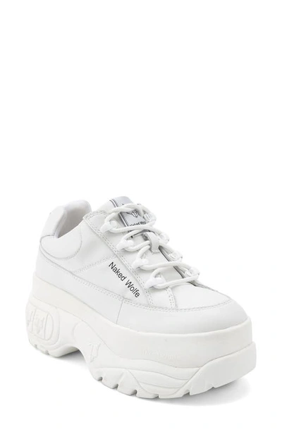 Shop Naked Wolfe Sporty Chunky Platform Sneaker In White Leather