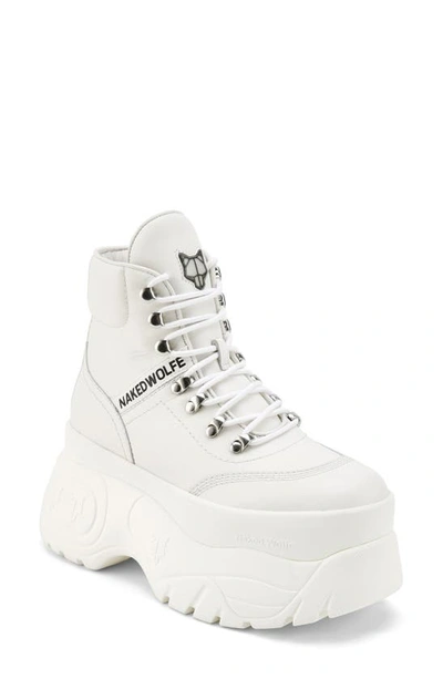 Shop Naked Wolfe Spike Platform Boot In White Leather