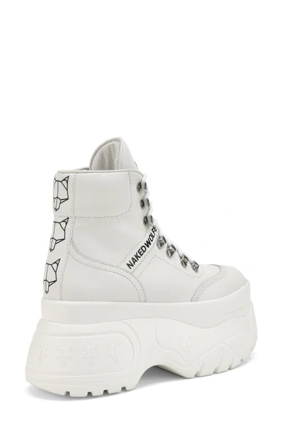 Naked Wolfe Spike Platform Boot In White Leather