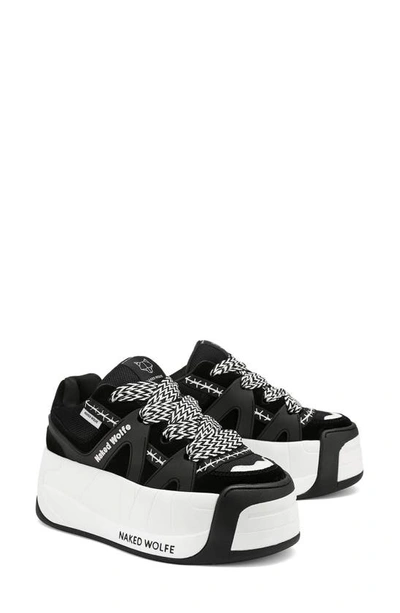 Naked Wolfe Slider Low-top Platform Skate Sneakers In Black