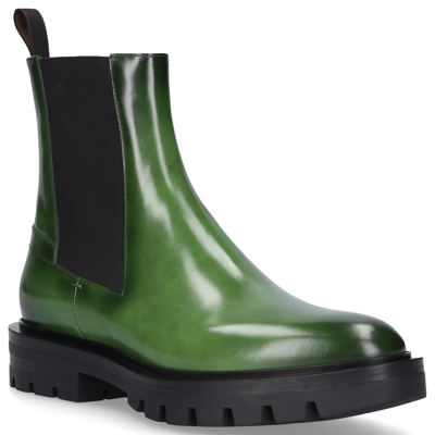 Shop Santoni Chelsea Boots 59648 Calfskin In Green