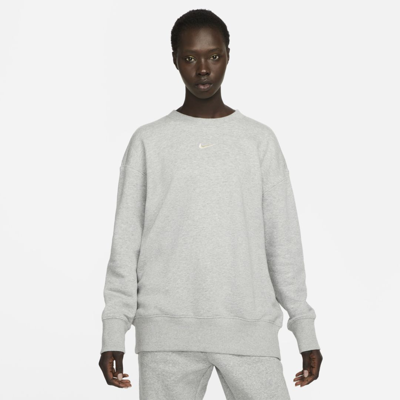 Shop Nike Women's  Sportswear Phoenix Fleece Oversized Crew-neck Sweatshirt In Grey