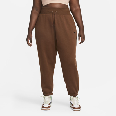 Shop Nike Women's  Sportswear Phoenix Fleece High-waisted Oversized Sweatpants (plus Size) In Brown