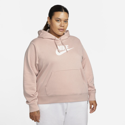 Shop Nike Women's  Sportswear Club Fleece Pullover Hoodie (plus Size) In Pink