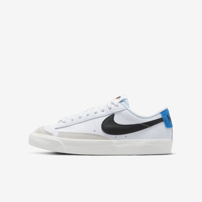 Shop Nike Blazer Low '77 Big Kids' Shoes In White,light Photo Blue,sail,black