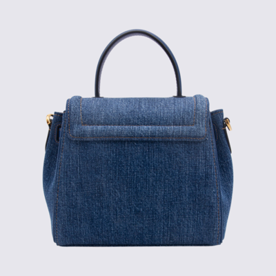 Shop Versace Blue Denim La Medusa Small Bag