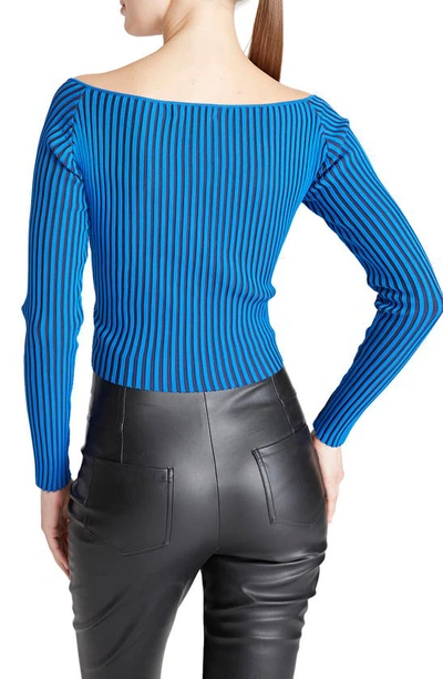 Shop Amur Levona Ribbed Twist Cutout Top In Canal Blue