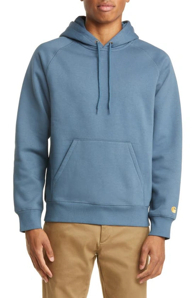 Shop Carhartt Chase Hooded Sweatshirt In Storm Blue / Gold