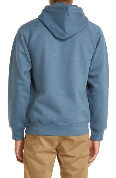 Shop Carhartt Chase Hooded Sweatshirt In Storm Blue / Gold