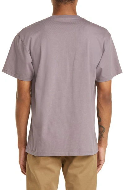 Shop Carhartt Chase Crewneck T-shirt In Misty Thistle / Gold