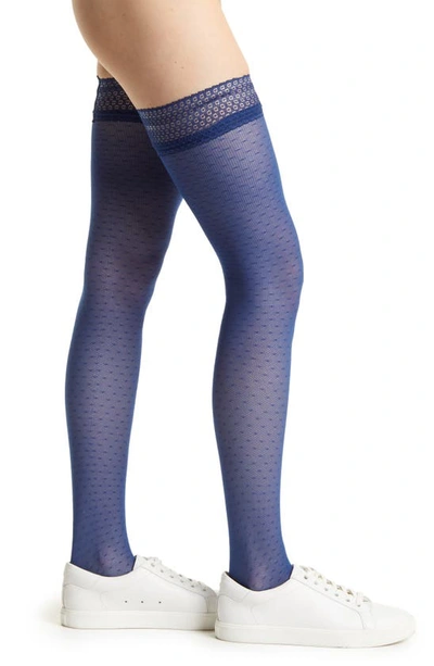 Shop Oroblu Sneaker Stay-up Stockings In Marine