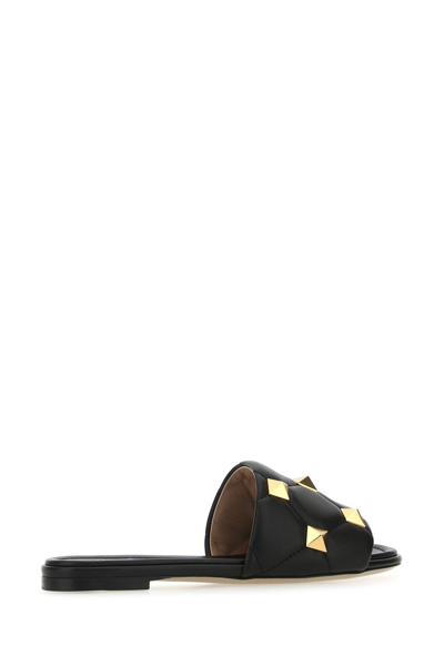 Valentino Slippers Roman Stud In Nappa Nera Donna