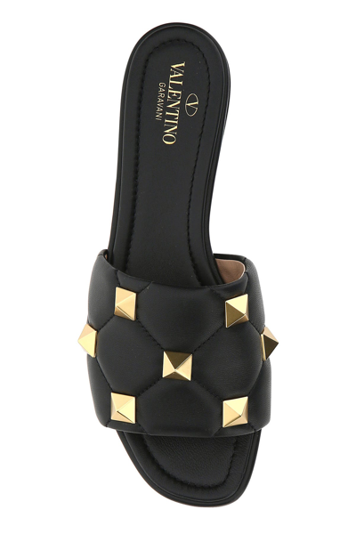 Valentino Slippers Roman Stud In Nappa Nera Donna