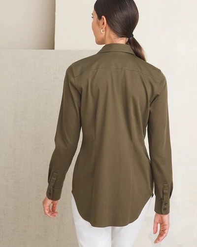 Chico's No-iron Fitted Stretch Shirt In White