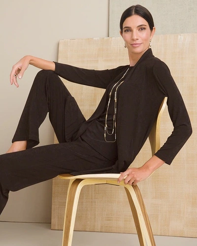 Chico's Travelers Classic Long Knit Jacket In Cocoa Bean