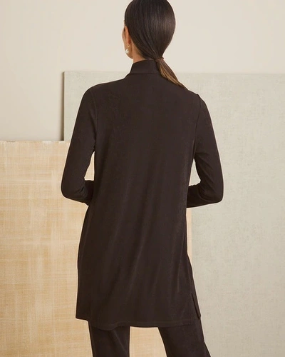 Chico's Travelers Classic Long Knit Jacket In Cocoa Bean