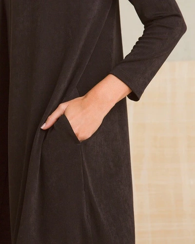 Chico's Travelers Classic Long Knit Jacket In Cocoa Bean