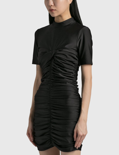 Shop Alexander Wang T Short Sleeve Mock Neckruched Bodycon Dress In Black