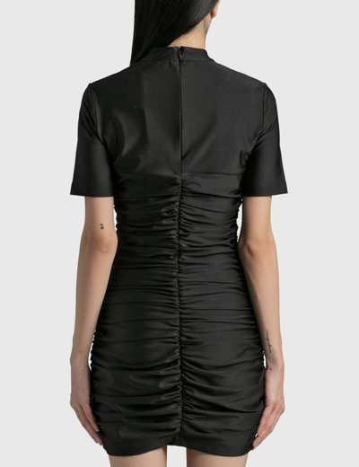 Shop Alexander Wang T Short Sleeve Mock Neckruched Bodycon Dress In Black
