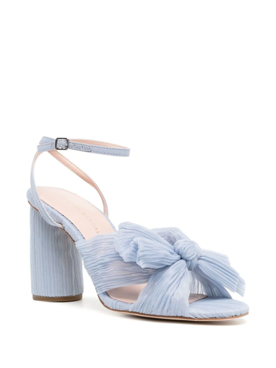Loeffler Randall Camellia Knotted Plissé Sandals In Blau