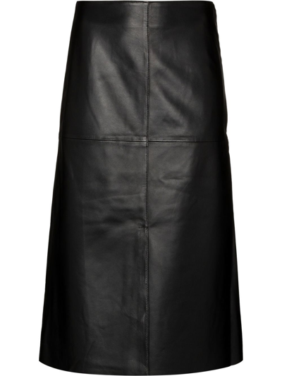 Shop Joseph Sidena High-waisted Lambskin Midi Skirt In Schwarz