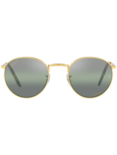 Ray Ban Unisex Polarized Sunglasses, Rb3637 New Round 47 In Gold