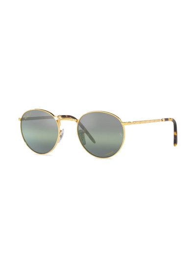 Shop Ray Ban Rb3637 New Round Sunglasses In Gold