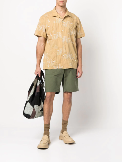 Shop Engineered Garments High-waisted Straight-leg Shorts In Green