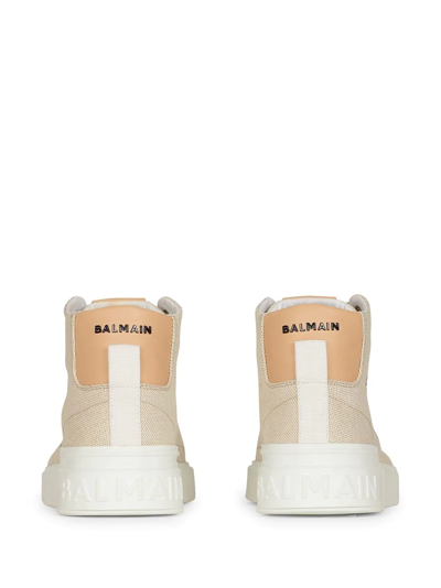 Balmain B Court High Top-canvas & Logo In White Cotton In Neutrals