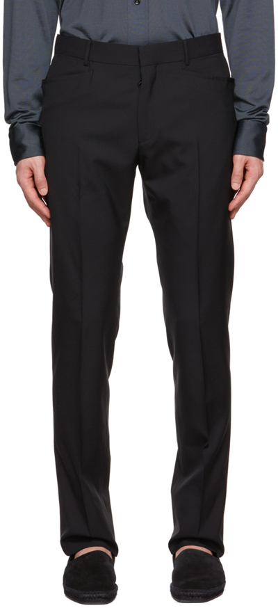 Tom Ford Black Shetland Atticus Trousers In Q22r12 Black | ModeSens