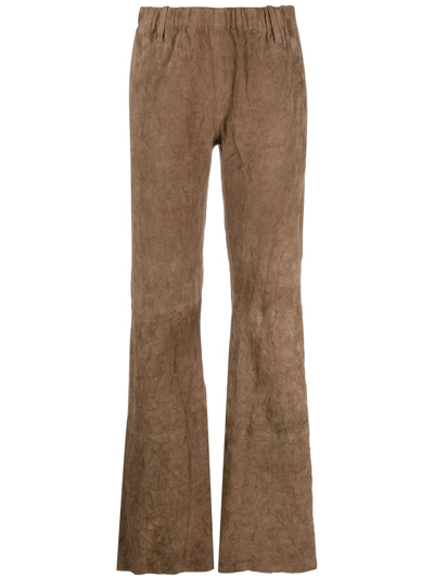 Zadig & Voltaire Flared Suede Trousers In Braun