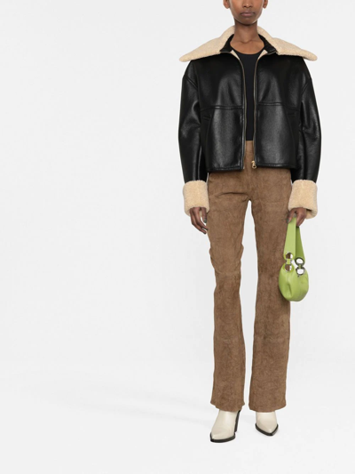 Zadig & Voltaire Flared Suede Trousers In Braun