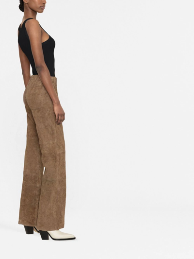 Zadig & Voltaire Flared Suede Trousers In Braun