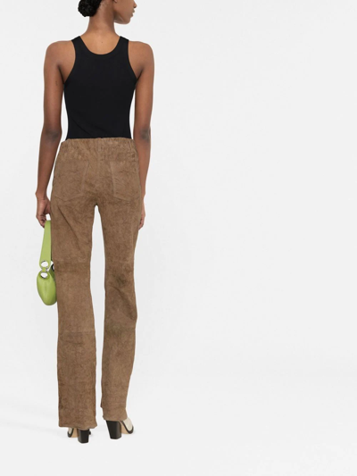 Zadig & Voltaire Flared Suede Trousers In Braun