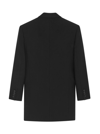 Shop Saint Laurent Double-breasted Virgin Wool Blazer In Schwarz