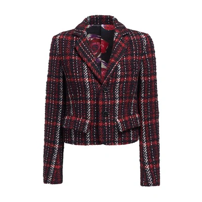 Shop Marni Speckled Tweed Short Jacket In Ruby