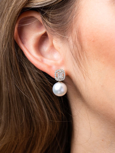 Shop Yoko London 18kt White Gold Starlight South Sea Pearl And Diamond Earrings In Silver