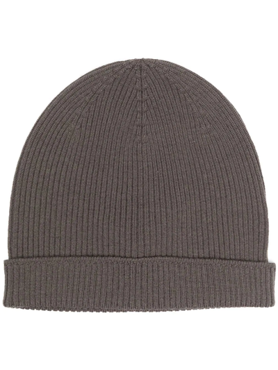 Shop Rick Owens Ribbed Cashmere Beanie In Neutrals