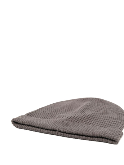 Shop Rick Owens Ribbed Cashmere Beanie In Neutrals