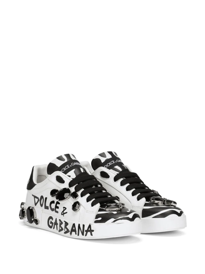 Shop Dolce & Gabbana All-over Logo-print Low-top Sneakers In White