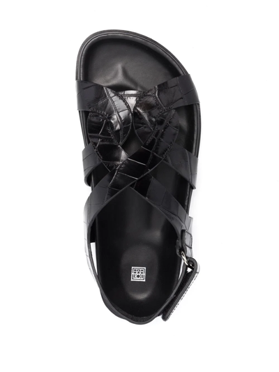 Shop Totême Crocodile-embossed Slingback Sandals In Black