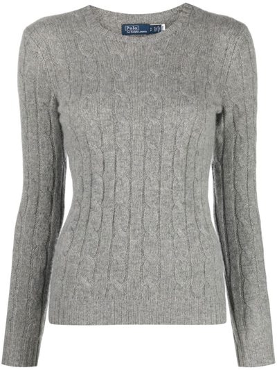 Shop Polo Ralph Lauren Cable-knit Cashmere Jumper In Grey